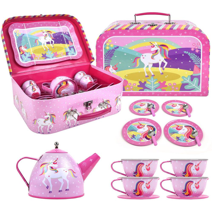 SOKA TEA SET UNICORN 0009257 Metal Tin Tea Party Set with Carry Case