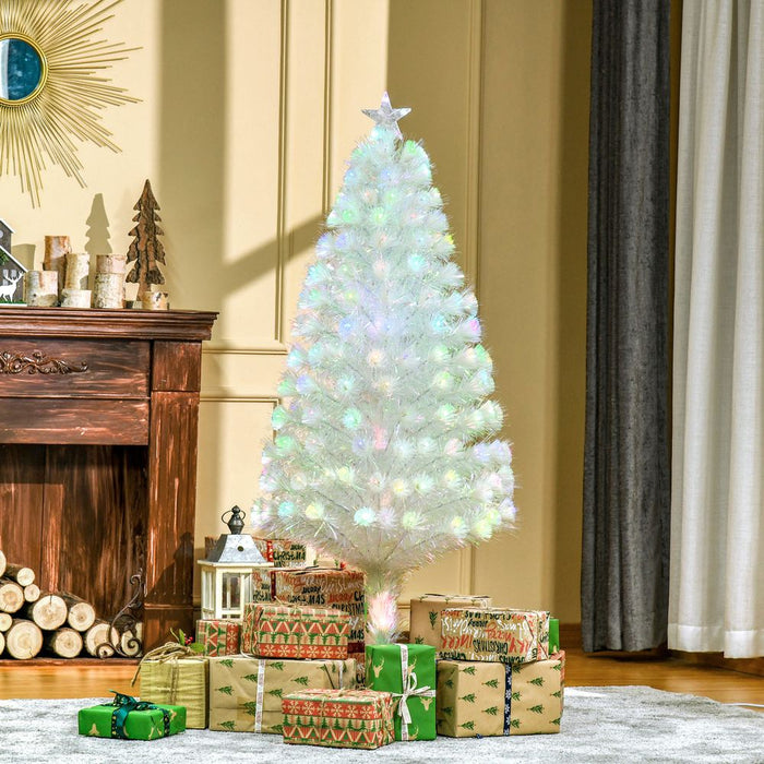 5 Feet Prelit Artificial Christmas Tree with Fiber Optic LED Light White