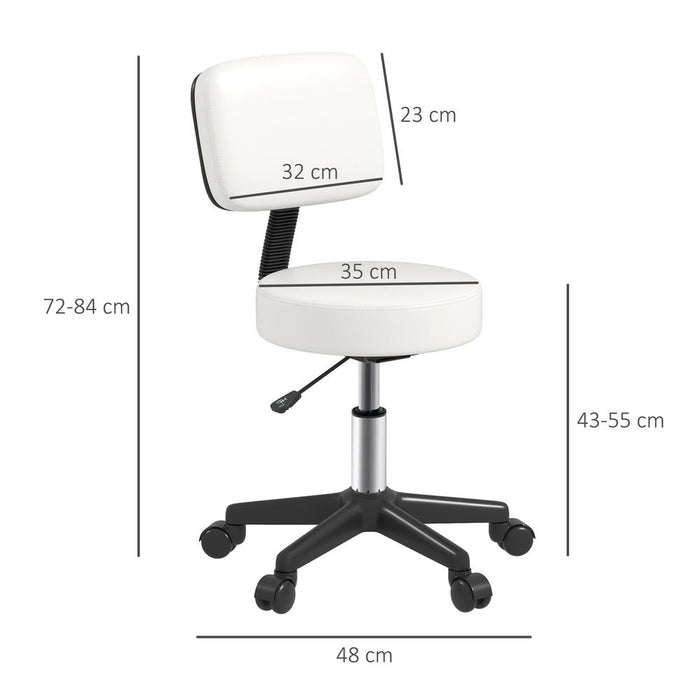 Premium HOMCOM Salon Chair: Adjustable, Swivel, Padded Seat & Back, 5 Wheels - White