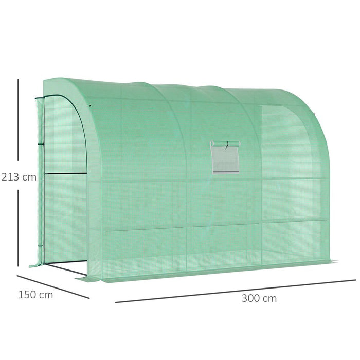 Walk-In Greenhouse PE Cover and 3-Tier Shelves, Green, 300x150x213 cm