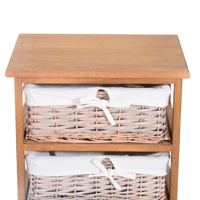 5-Drawers Storage Unit Wooden Frame W/ Wicker Woven Baskets