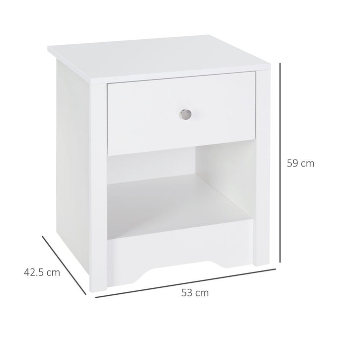 53Wx42.5Dx59H cm Bedside Table-White