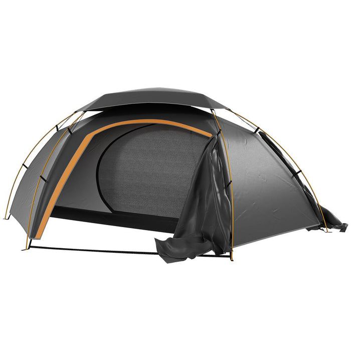 Outsunny Camping Tent Dome Tent with Removable Rainfly for 1-2 Man, Grey