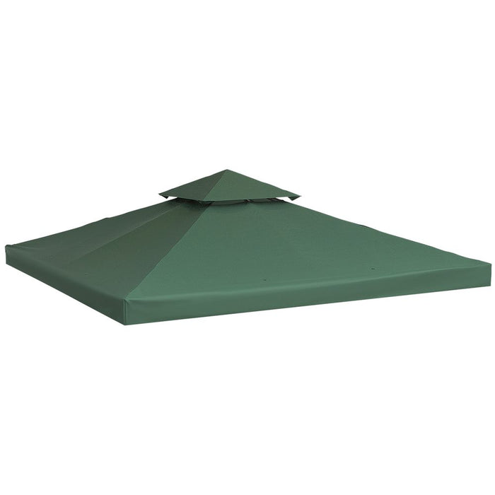 Garden Gazebo Canopy | 3x3m Replacement Roof | Dark Green | High-Quality Polyester | Outsunny