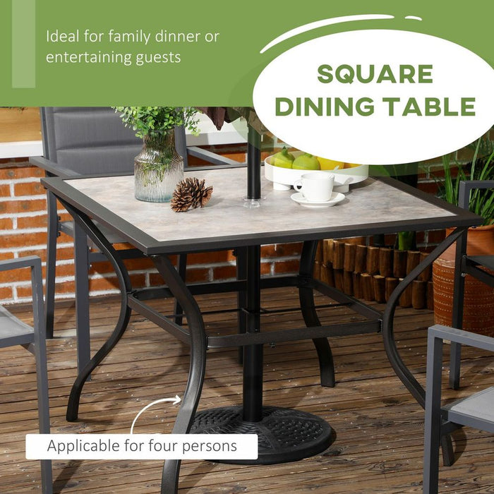 Garden Table with Parasol Hole - PC Board Tabletop for 4 - High Quality Outdoor Furniture