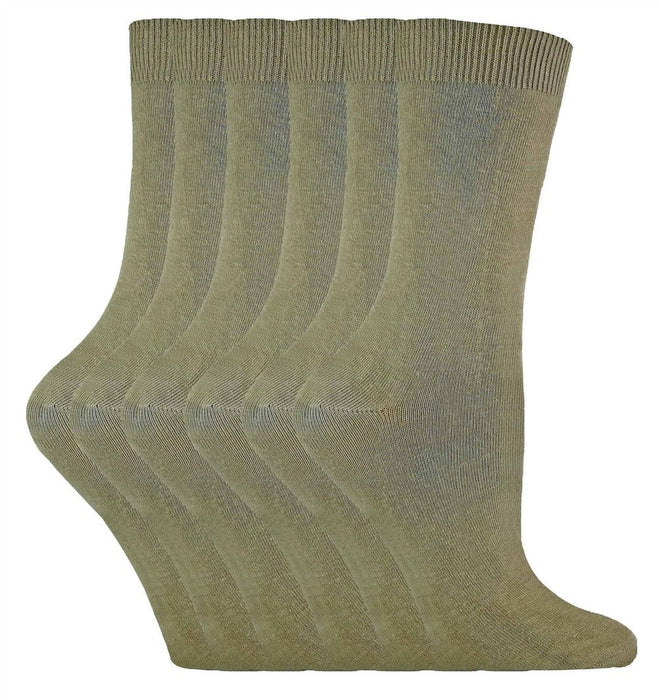 6 Pairs Ladies Plain Coloured Cotton Socks