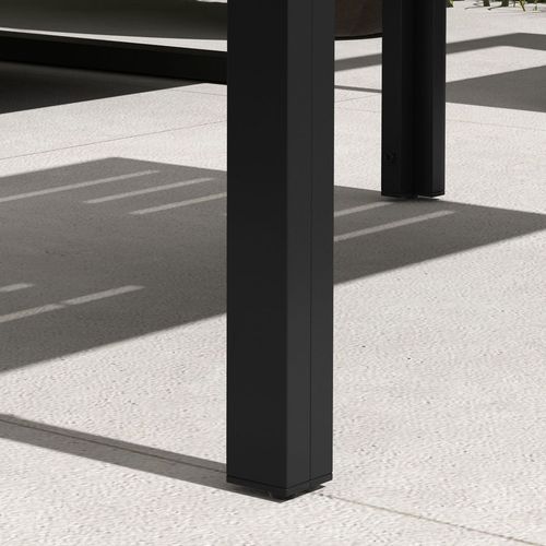 Outsunny Outdoor Side Table Garden Table with Steel Frame and Slat Top Black