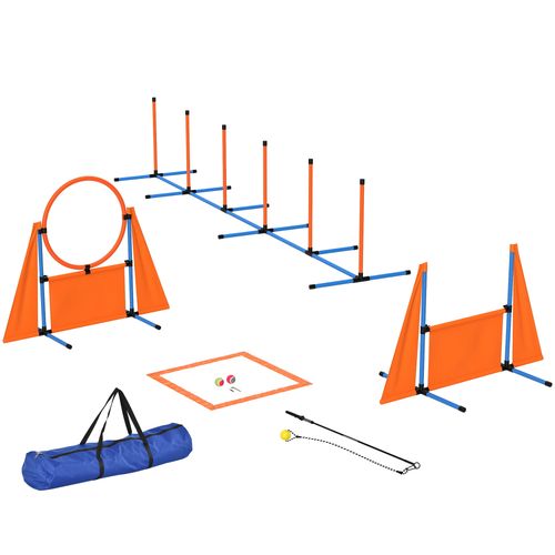 PawHut 7-Piece Dog Agility Equipment, Obstacle Training Course Kit, Orange