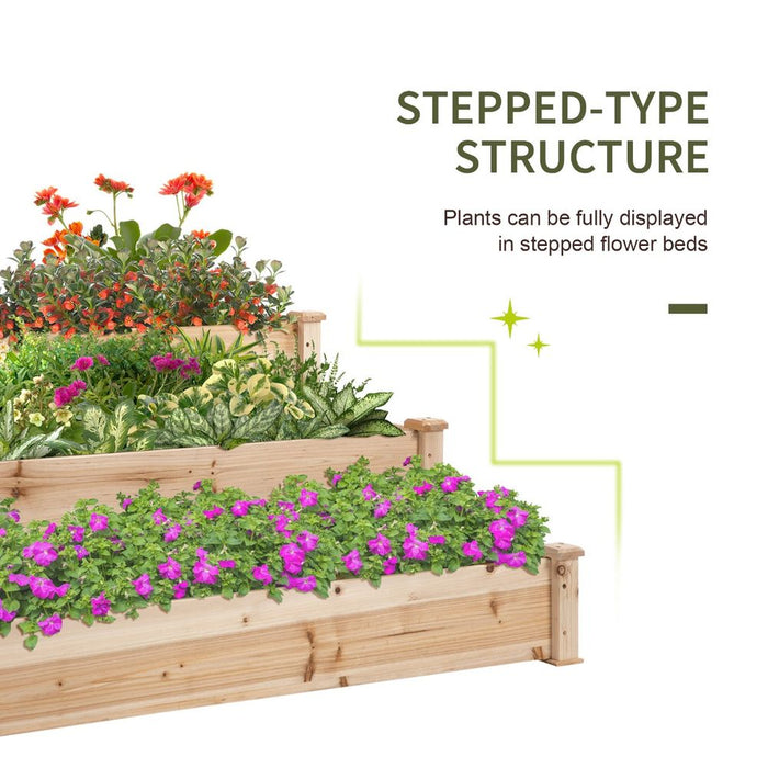 Premium Wooden 3-Tier Raised Bed Planter Kit | 124x124x56cm