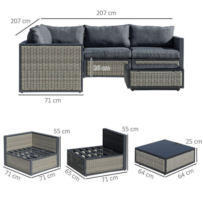 6 PCs Patio PE Rattan Sofa Set Sectional Conversation Furniture Set