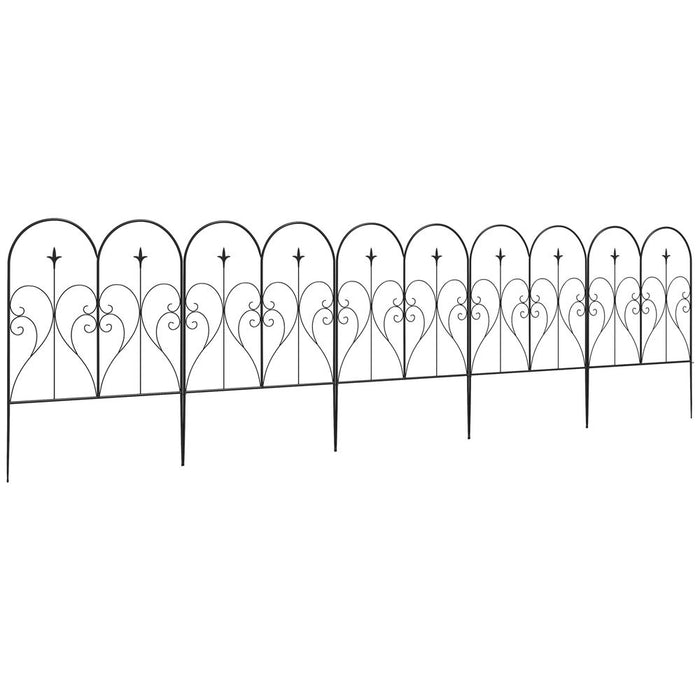 Outsunny 5PCs Decorative Garden Fencing 32in x 10ft Metal Border Edging