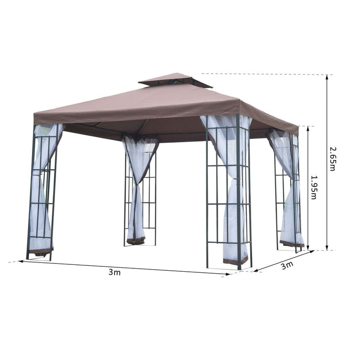 Premium 3x3m Gazebo Marquee - Metal, Party Tent Canopy - Steel Frame, UV Coating, Sturdy Construction