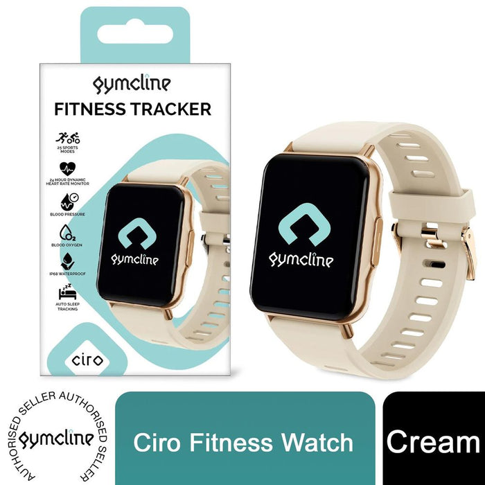 Ultimate Fitness Tracker: Gymcline Ciro-25 Sports Modes, IP68 Waterproof, Cream