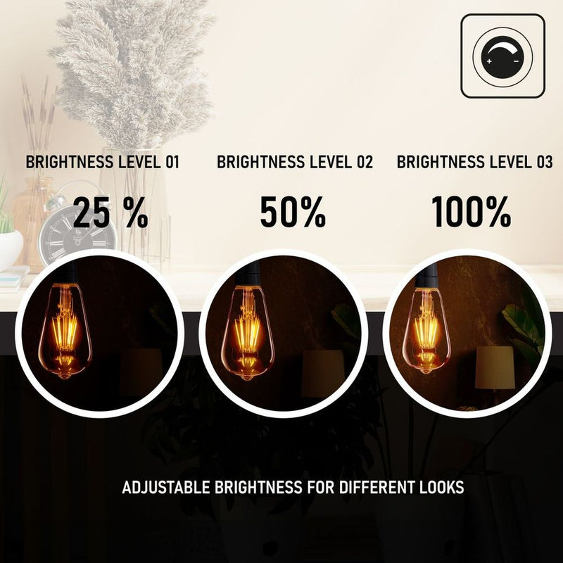 6 Pack E27 LED Edison Dimmable Vintage Amber Glass Warm white 2700K Light Bulb