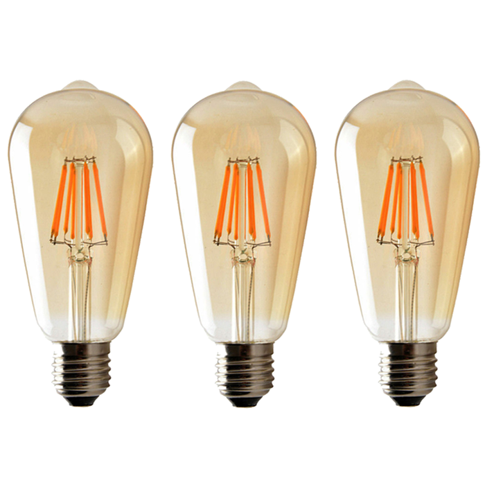 3 Pack E27 LED Edison Dimmable Vintage Amber Glass Warm white 2700K Light Bulb