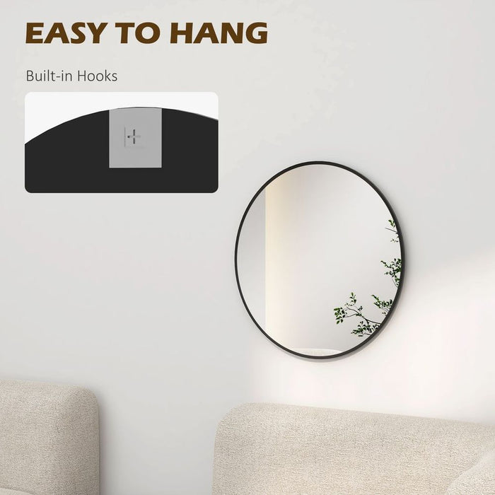 Premium HOMCOM 61cm Black Wall Mirror - Bedroom, Living Room, Bathroom - High Quality - Perfect Home Decor