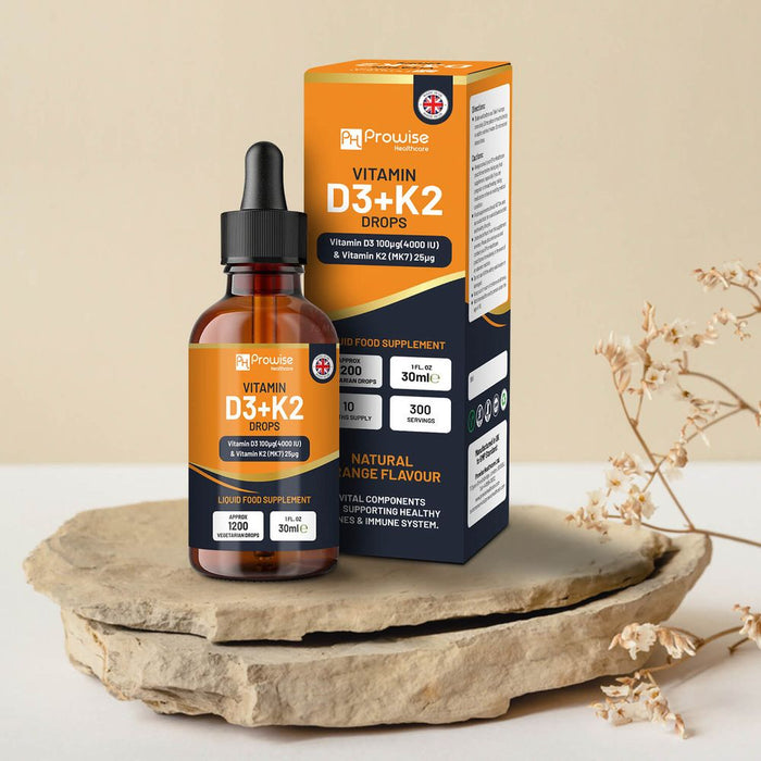 High Strength Vitamin D3 + K2 Orange Liquid Drops I Easy to Take I Bones, Immune System I 30ml