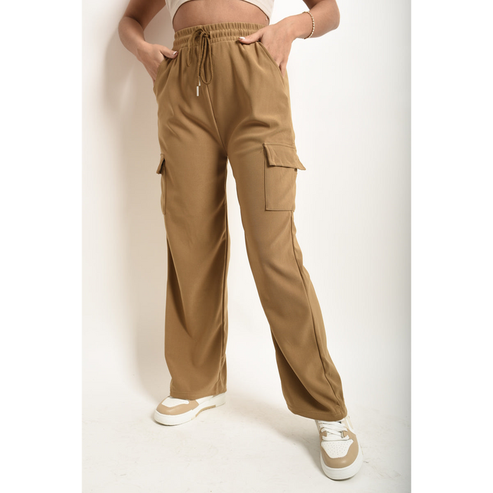 Stylish Wide Leg Trouser with Drawstring Waist & Flap Pockets