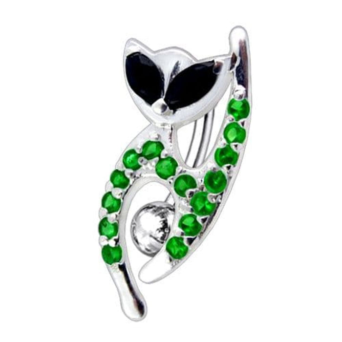 Fancy Jeweled Cat Dangling Reverse Belly Ring