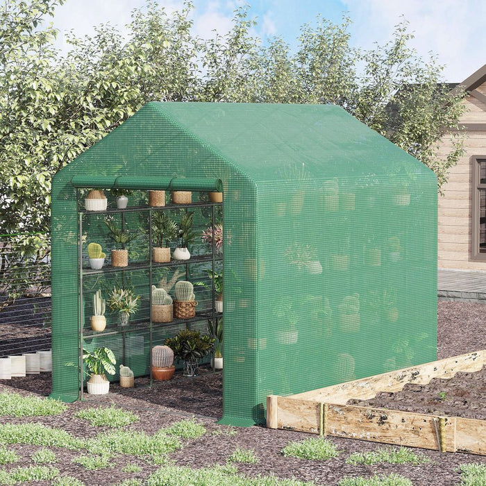 Premium Walk-In Greenhouse w/ Removable Cover & Shelves - High-Quality & Eco-Friendly - 244x180x210cm