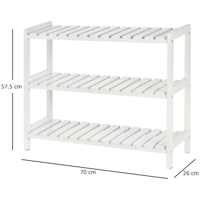 3-Tier Shoe Rack Wood Frame Open Hygienic Storage 57x70cm