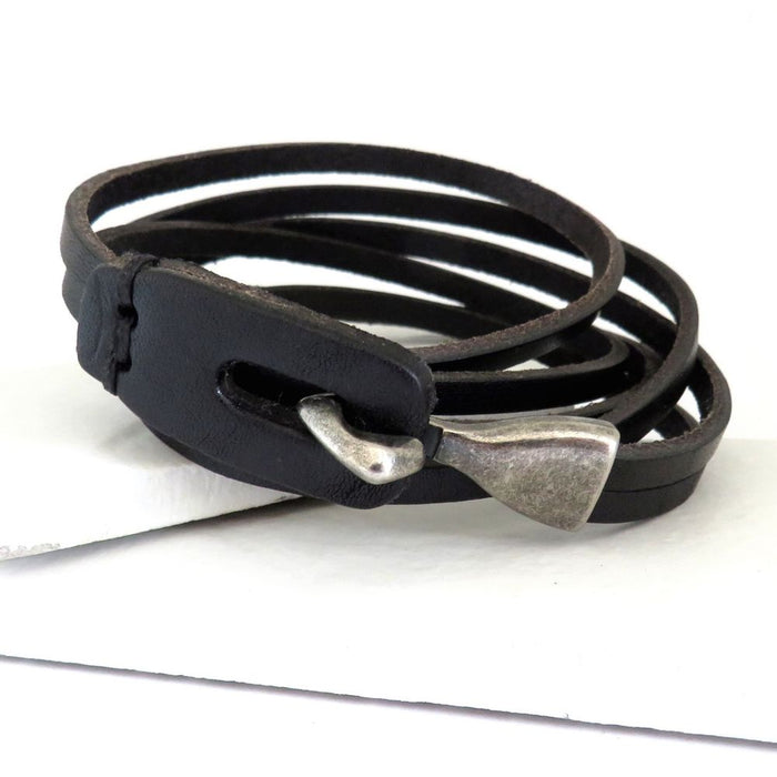 Mens Leather Wrap Bracelet - Trendy and Stylish Cowhide with Rustic Alloy Clasp - Ideal Gift for Men, Teens, Birthdays, and Holidays