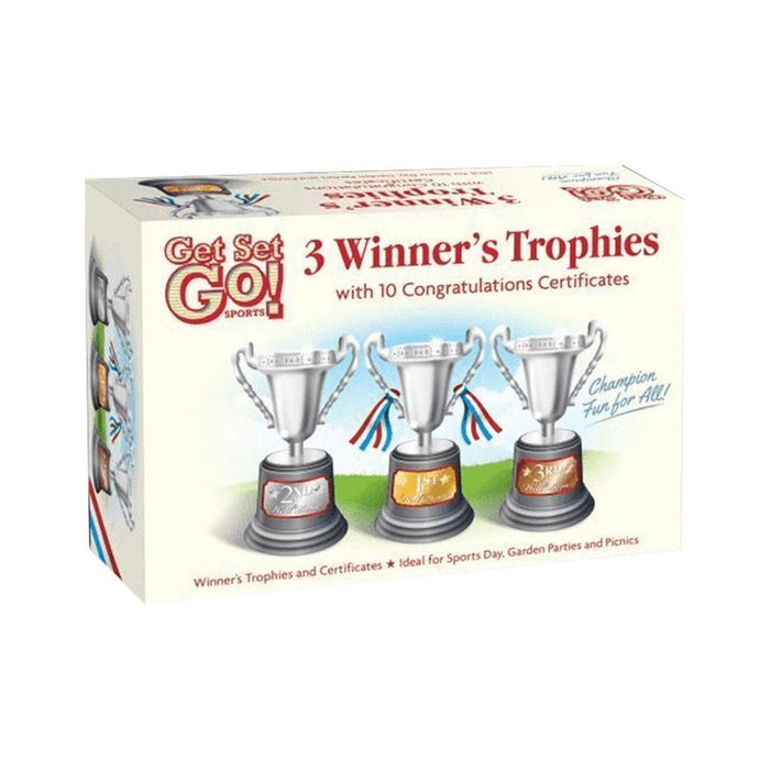 Aquarius Sport Trophies & Certificate Set - Perfect for Garden Parties, Picnics & Sports Day