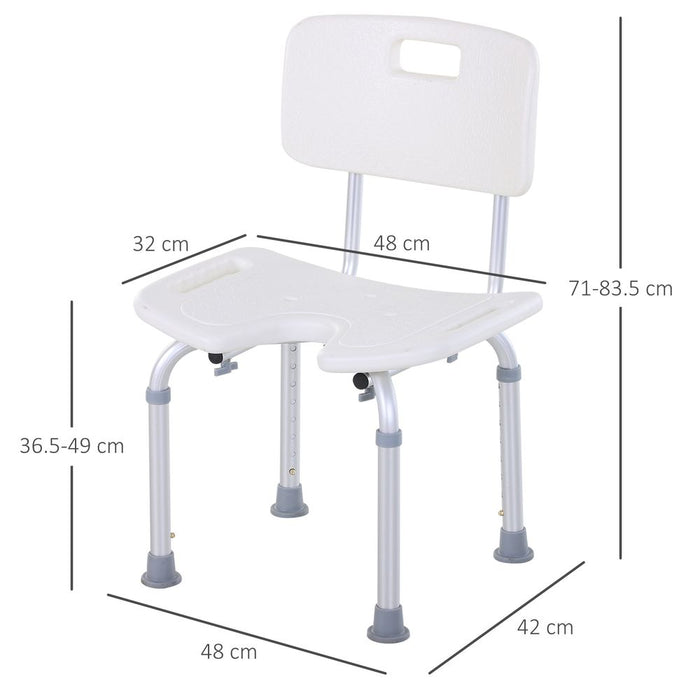 HOMCOM 8-Level Height Adjustable Bath Stool Spa Shower Chair Aluminum w/Non-Slip Feet, Handle for the Pregnant, Old, Injured