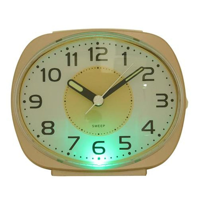 Silent Sweep Oval Face Alarm Clock - Rose Gold, Quality Wm.Widdop, Dual Light, Snooze Function