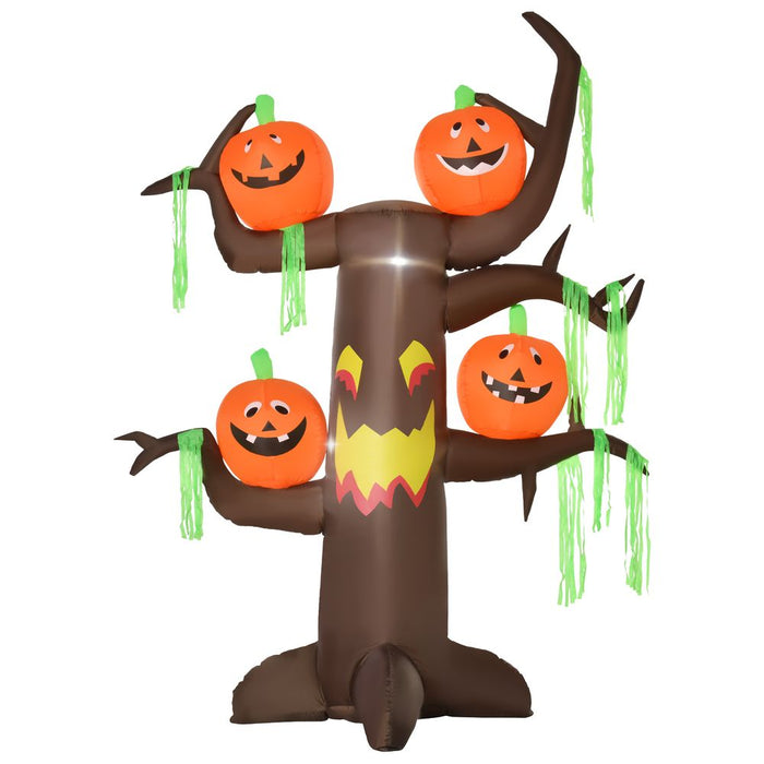 Halloween Decoration 2.4m Inflatable Ghost Tree with Pumpkins and 6 LED Lights