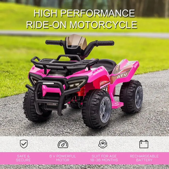 Kids Ride-on Four Wheeler ATV Car with Music for 18-36 months Pink