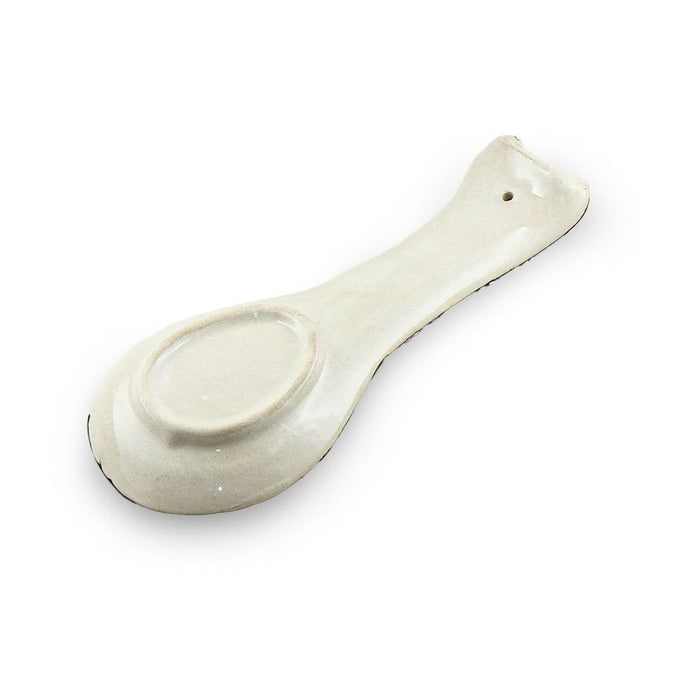 Ceramic Spoon Rest Flower Red Black 24cm