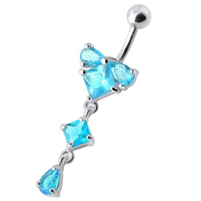 fashionable Jeweled Dangling With SS Bar Navel Body Jewelry Ring