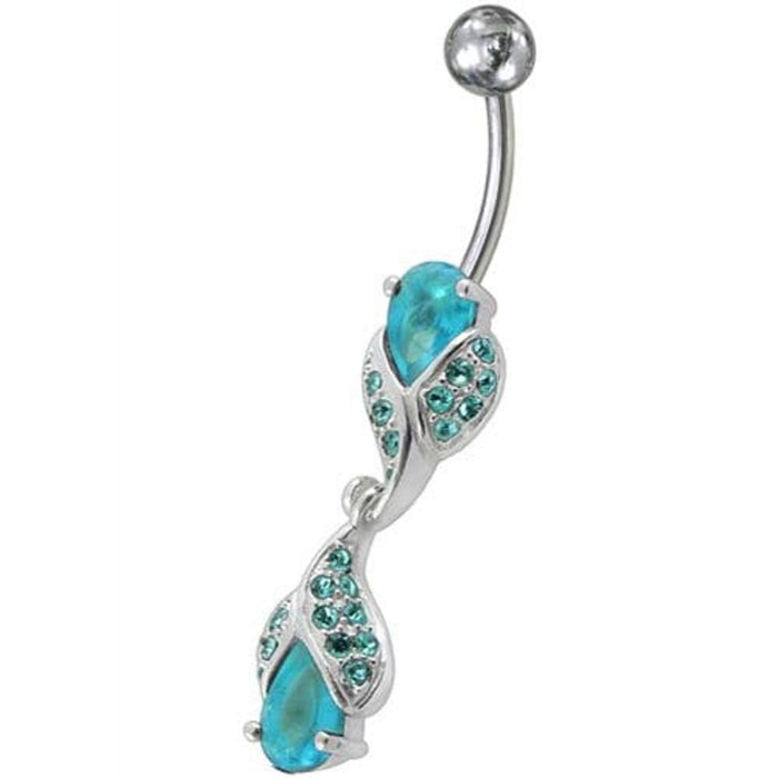 Fancy High Quality Zirconia Jeweled Dangling Banana Bar Navel Body Piercing Ring