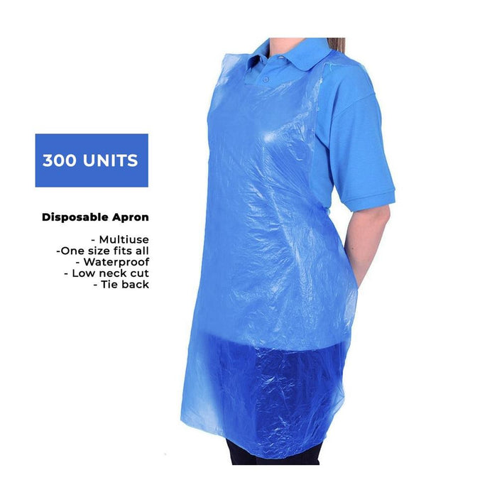 TPZ Blue Apron 300 Pack - Disposable, Fluid Resistant, Multiuse Equipment - One Size Unisex