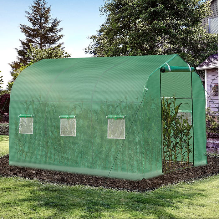 Garden Polytunnel Walk-in Greenhouse Round Gable Top Window Heat Shed