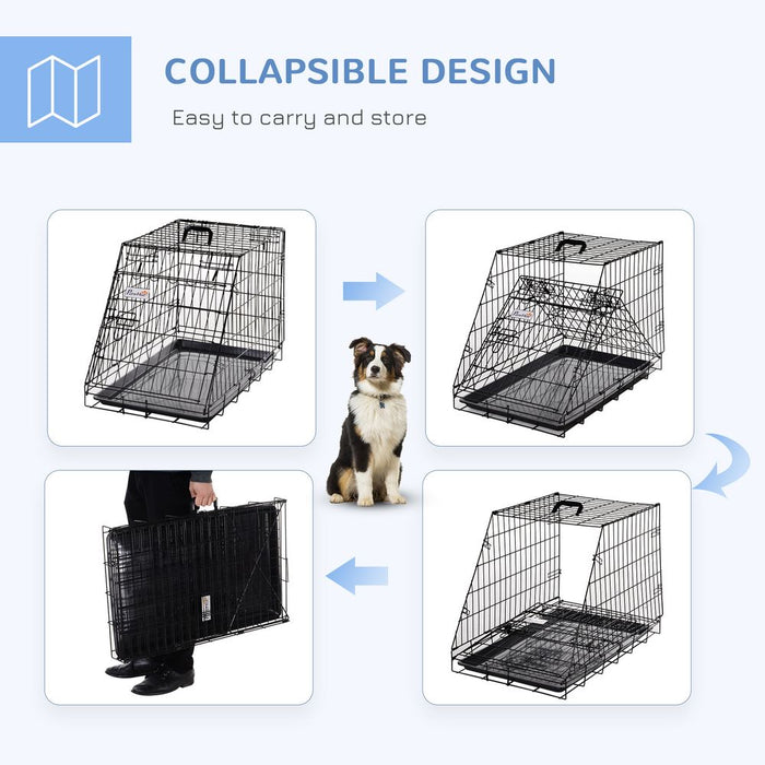 Pawhut Trapeze Collapsible Dog Pet Travel Box Cage Removable Tray 77 x 47 x 55cm