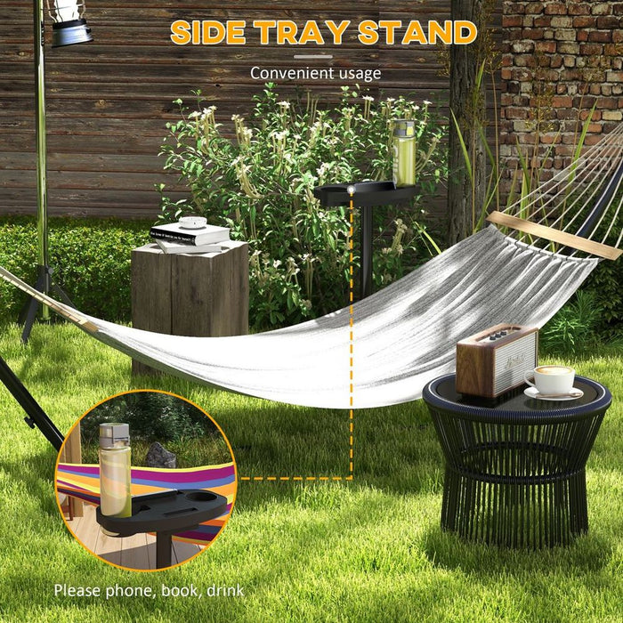 Outsunny Hammock Stand w/ Side Tray, Steel Frame, Black