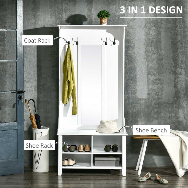 HOMCOM Mirror Cabinet, 80x40x170cm - White