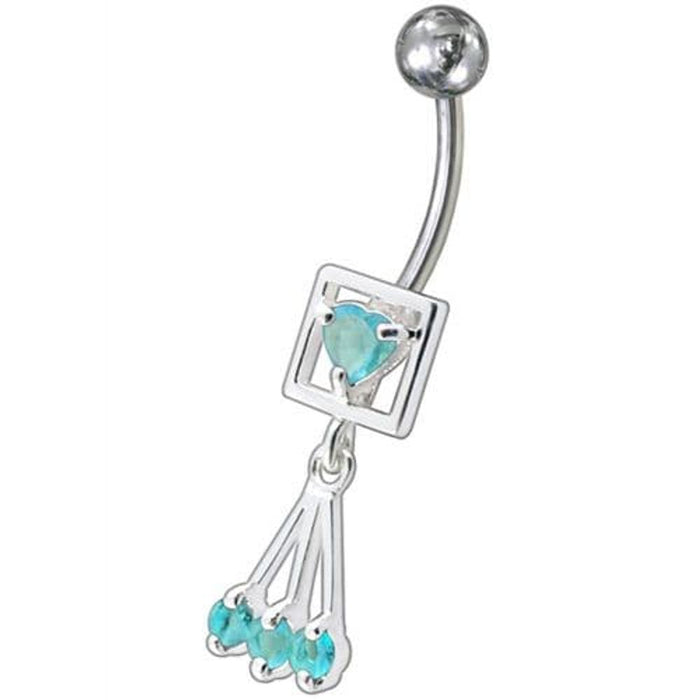 Fancy Centered In Box Jeweled Dangling Belly Ring