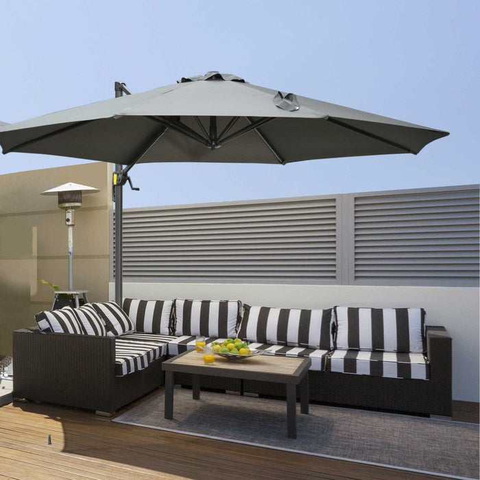 Premium 3m Patio Offset Parasol - Dark Grey - High-Quality & Adjustable - Easy to Use