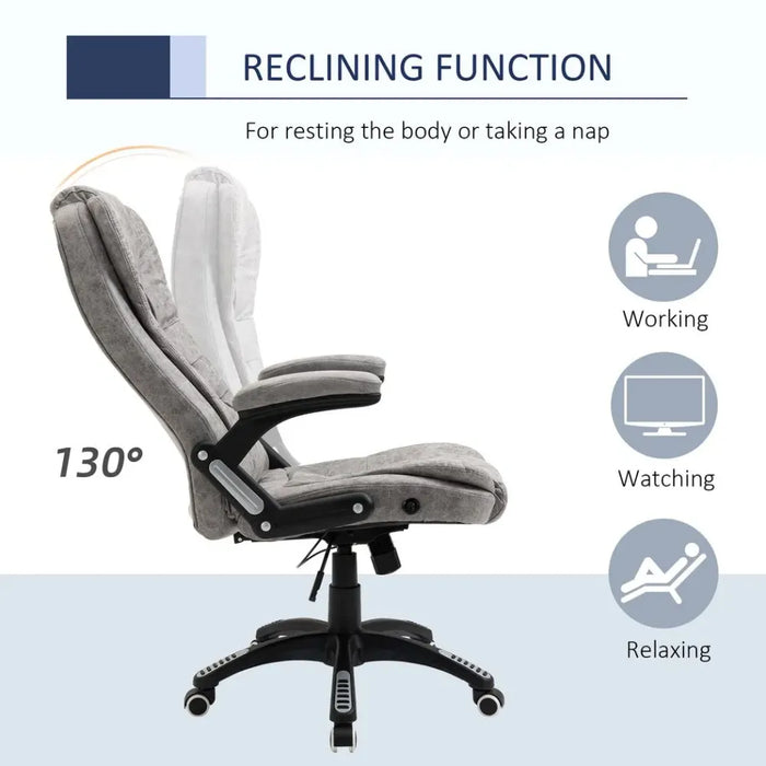 Luxury Microfibre High Back Office Chair | Grey | Swivel Wheels | Thick Padding