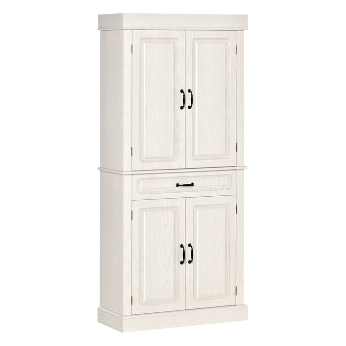 HOMCOM 180cm Kitchen Pantry Storage Cabinet Server Food Organizer, White