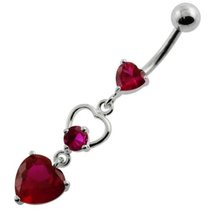 Jeweled Heart Cutout Navel Belly Piercing