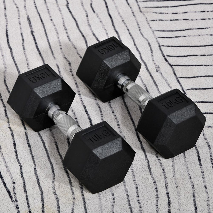 Durable 20kg Hex Dumbbell Set - Perfect for Home Fitness - HOMCOM