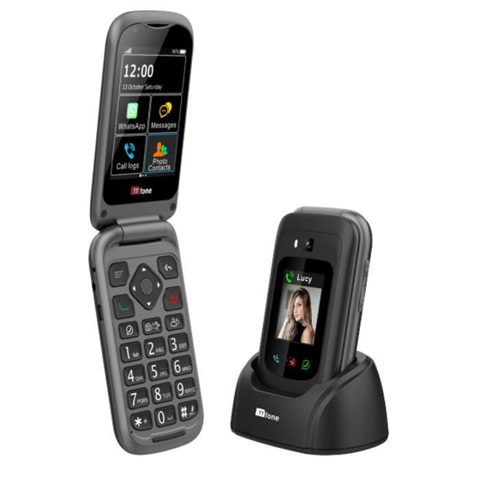 TTfone TT970 4G Flip Senior Mobile, Three SIM Pay As You Go, WhatsApp, Large Buttons