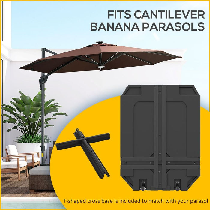 Outsunny Cantilever Parasol Base - Sturdy, Portable, Water/Sand Filled - Keep Your Parasol Upright!