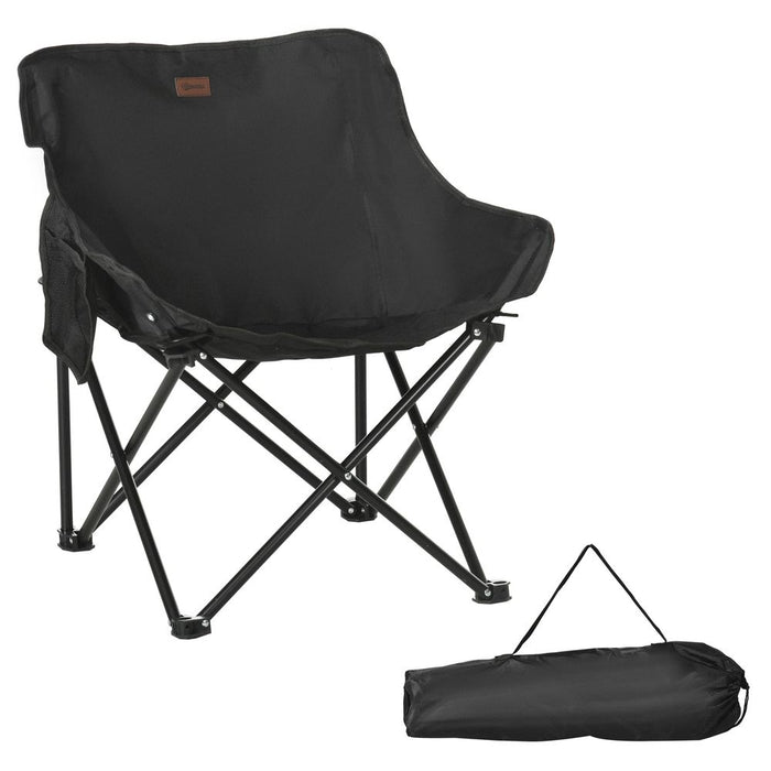 Premium Folding Camping Chair with Bag & Storage Pocket - Lightweight, Durable, Black