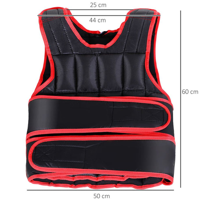 20KG Adjustable Weight Vest with Velcro Fastenings - Running, Gym, Training, Weight Loss - High Quality HOMCOM