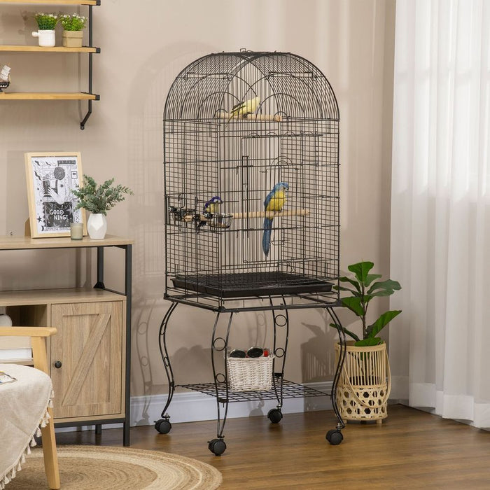 Spacious Bird Cage, Aviary Parrot Macaw Cockatiel Feeding Stand w/ Perch - High Quality!